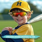 Kids Sunglasses Youth Baseball Sunglasses for Boys Girls 3-12 Polarized Softball Cycling Sports Goggles UV Protection