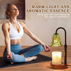 Small Candle Warmer Lamp with Timer, Adjustable Green Lamp Warmer for Jar Candles, Unique Women Gifts for Birthday, Dimmable Candle Heater, Christmas Gifts, Cute Wax Warming Light with Wood Base