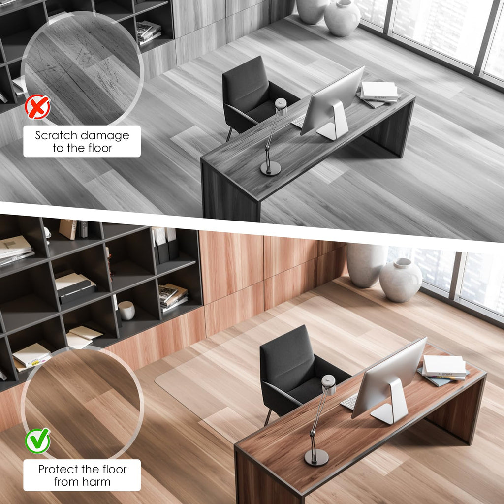 Clear PVC Office Chair Mat - Stronger & Durable Desk Chair Mat for Hardwood Floor, Non-Slip Floor Protector for Office Chair Casters, Hardfloor Mat for Desk (Clear for Hardwood, 36X47IN Rectangle)