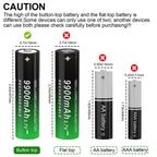 CPZZ 8Pack 18650 3.7volt Rechargeable Battery 18650 9900mah 18650 Rechargeable Battery Button top for flashlights and Headlight,etc (8pack, Green-3.7v)