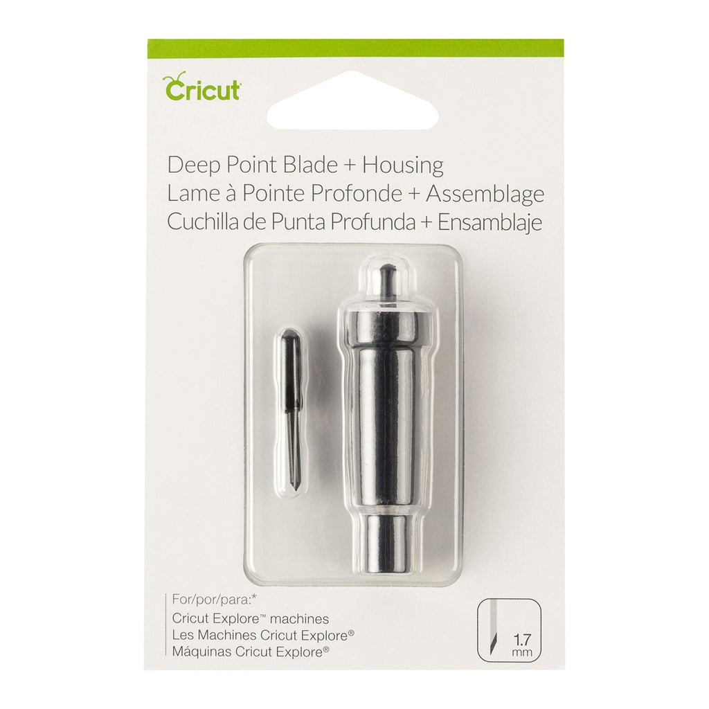 Cricut Deep-Point Blade + Housing,Cutting Blade with Deep Cut Housing,Cut Materials up to 1.5mm Thickness,for Personalized Crafts,Compatible with All Cricut Maker & Explore Machines, 1"D x 3"W x 4.5"H