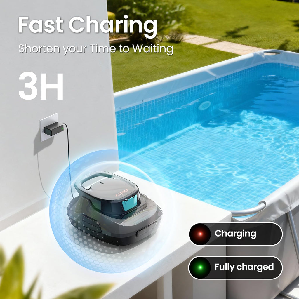 AIPER Scuba SE Cordless Pool Cleaner with 90-Min Runtime, Smart Self-Parking, Lightweight, Pool Vacuum for Above Ground Flat Pools up to 860 Sq.ft