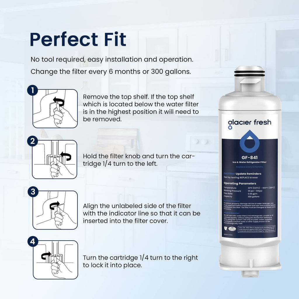 GLACIER FRESH DA97-17376B HAF-QIN Water Filter Replacement for Samsung HAF-QIN/EXP, DA97-08006C, RF23M8070SG, RF23M8070SR, RF23M8090SG, RF23M8090SR, RF23M8570SR, RF23M8590SG (3 Pack)
