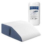 Welzona 8inch Wedge Pillow for Legs, Gel-Infused Memory Top Foam Layer Bed Wedge Pillow for Leg, Knee, Ankle, Triangle Leg Pillow Wedge for Side Sleeping, White/Navy Blue