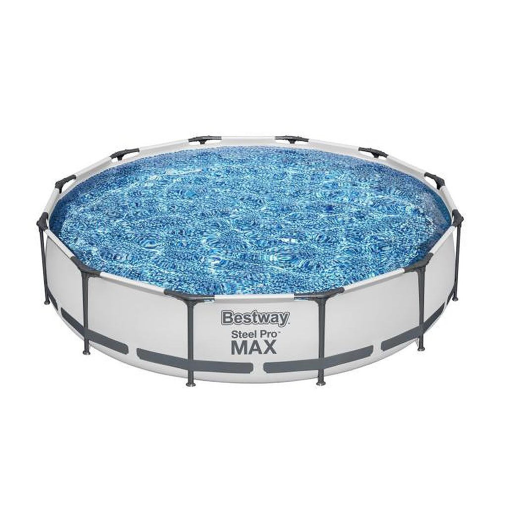 Bestway Steel Pro MAX Above Ground Swimming Pool (12' x 30") | Round Outdoor Backyard Family Pool with Tritech® Puncture-Resistant Liner | Easy Setup | Includes Filter Pump for Clean, Clear Water