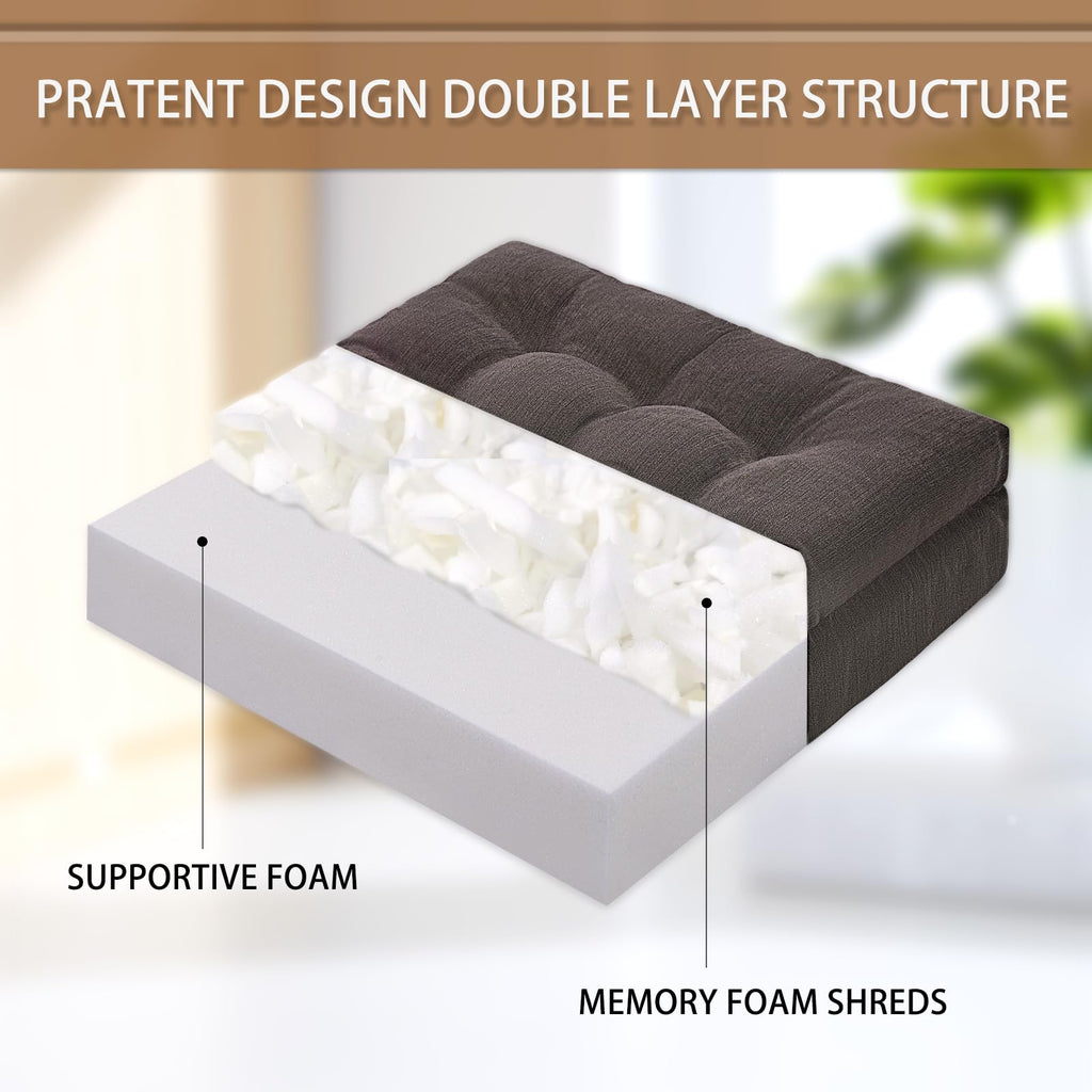 HAVARGO Recliner Cushions for Elderly, 20x20x5 Inch Thick Chair Cushion Patent Design Soft Tufted Dual Layer Booster Seat Cushions for Seniors Recliner Risers Taupe 1P