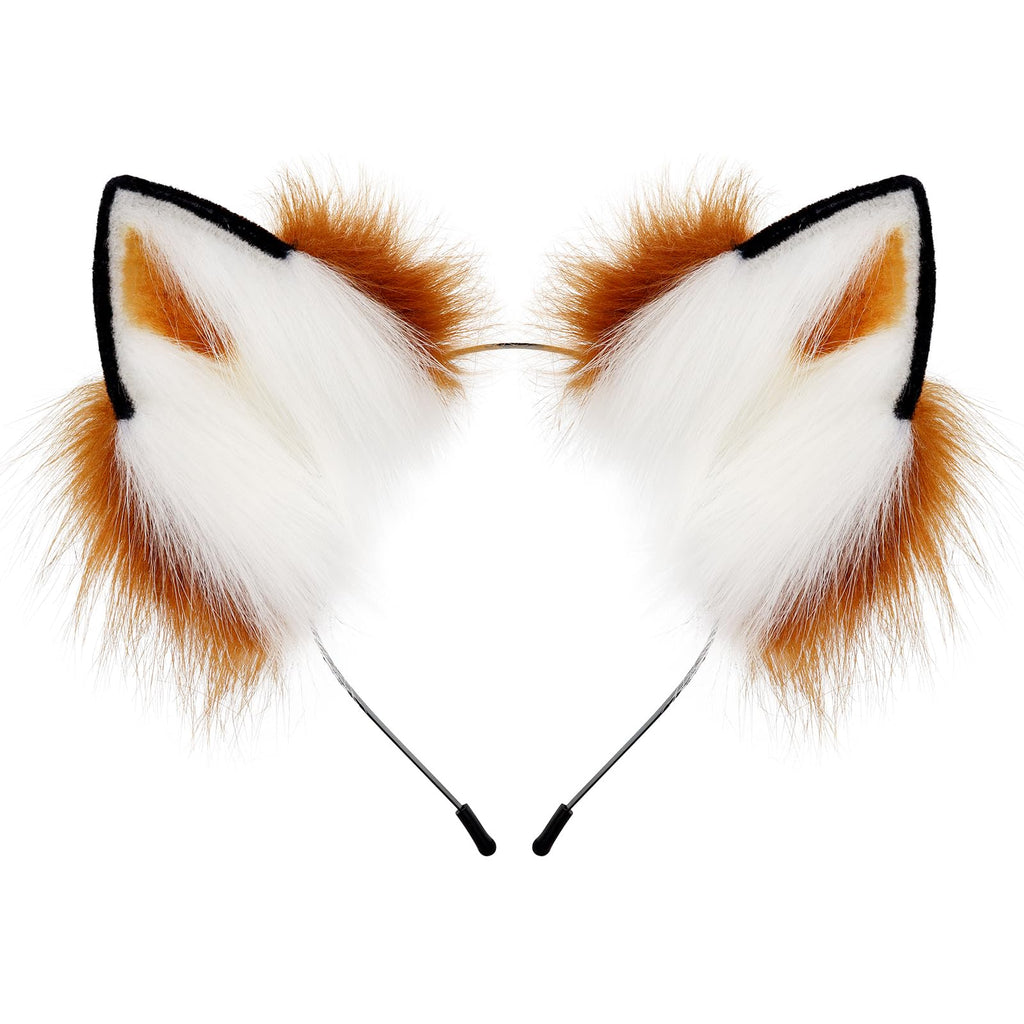 HAOAN Handmade Faux Fur Fox Wolf Ears Headband Halloween Christmas Cosplay Party Costume Accessories