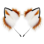 HAOAN Handmade Faux Fur Fox Wolf Ears Headband Halloween Christmas Cosplay Party Costume Accessories
