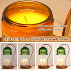 Dimmable Flower Candle Warmer Lamp with Timer, Green Candle Lamp Warmer for Jar Candle, 2024 Womens Gifts for Christmas, Xmas Gifts for Mom Unique, Home Decor for Bedroom Living Room Decor Aesthetic