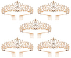 Princess Crown for Women, Crystal Queen Tiaras for Girls Bridal Hair Accessories Gifts for Birthday Wedding Prom, Bridal Party, Pageant, Halloween Christmas Costume (Gold (Pack of 5))