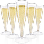 JOLLY CHEF 50 Pack Plastic Champagne Flutes Disposable 4.5 oz Clear Plastic Champagne Glasses Perfect for Wedding, Thanksgiving Day, Christmas