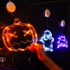 LOLStar Halloween Decorations 3 Pack Orange Pumpkin, White Ghost, Purple Bat Halloween Window Lights with Suction Cup, Battery Operated Halloween Lights, Upgrade Slow Fade Mode and Timer Function