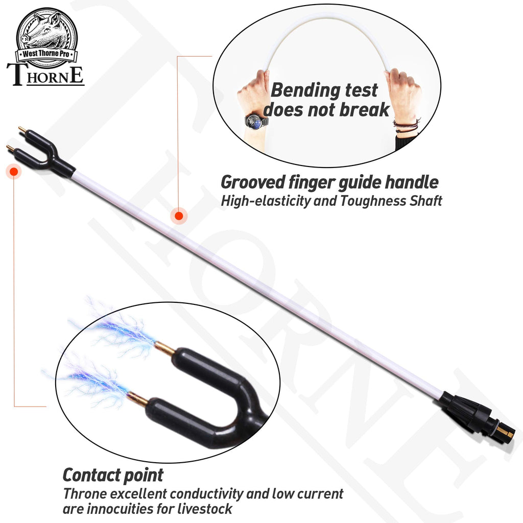 West Thorne Pro Livestock Prod, Newest Waterproof Cattle Prod Stick with LED Light,Rechargeable Electric Livestock Prod(33.8in)