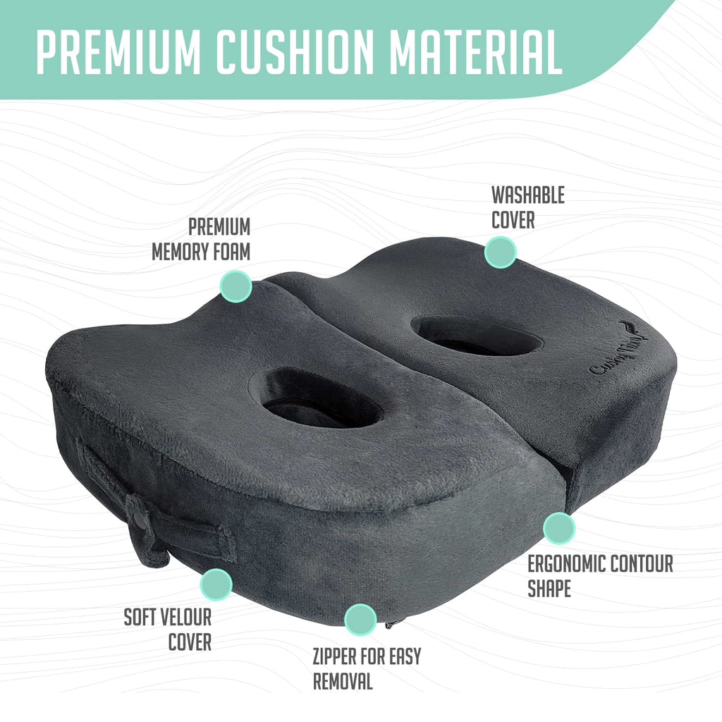 Cushy Tushy Foldable Sit Bone Seat Cushion - for Sit Bone Pain, Hip, Butt, Ischial Tuberosity, Hamstrings, and Sciatica Pain Relief - for Home, Office, and Driving…