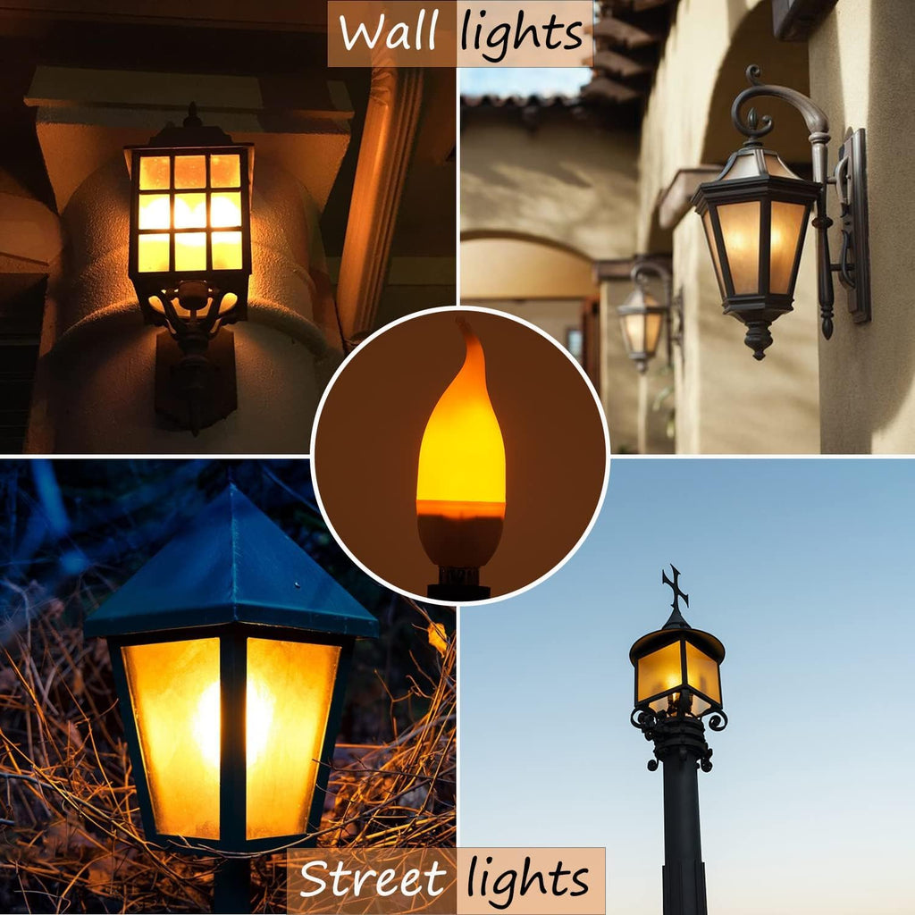OHLGT E12 Flame Bulbs 12 Pack, 3 Mode LED Candelabra Flame Light Bulb 2.0 Watt Warm White Chandelier Flame Bulbs,1800k Candle Light Bulbs, Flame Tip for Christmas Party Decorations