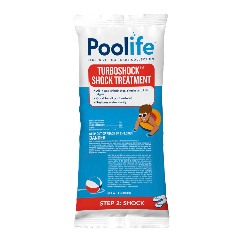 Poolife Turbo Shock to Eliminate Algae, Bacteria & Cloudy Water - Strongest 78% Calcium Hypochlorite Pool Shock - Fast-Dissolving, No Pre-Mixing - Safe Chlorine Shock for All Surfaces - 12 X 1lb Bag