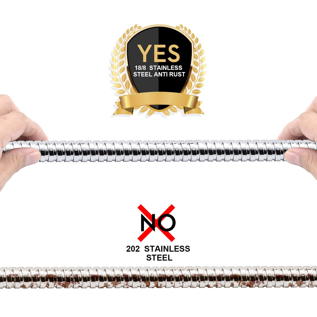 Shower Hose, 79 Inches Extra Long Stainless Steel Handheld Shower Head Hose with Brass Insert and Nut - Durable and Flexible(Chrome)