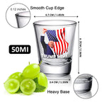 RWSEFK Trump Shot Glass - 4Pc Set with Assassination Picture & Fist Pump, Perfect for Political Enthusiasts, Collectible for Trump 2024 - Holds 1.70 oz, Exclusive Limited Edition Design