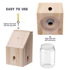 Carpenter Bee Trap for Outside - Shed Style Nature Hanging Wood Trap for Outdoor with Removable Bee Vault Plastic Jar (1 Pack)