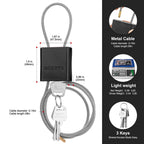 BOZZYS Cable Lock with 3 Keys | L 3.28ft(1m),D 1/6in(4mm) Adjustable Steel Cable Padlock | Aluminum Locks for Bikes, Gate, Lockers & Outdoor Gear | Weatherproof & Black