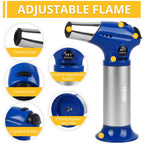 TBTEEK Butane Torch T901, Kitchen Torch Cooking Torch with Safety Lock & Adjustable Flame for Cooking, BBQ, Baking, Brulee, Creme, DIY Soldering(Butane Not Included), Blue