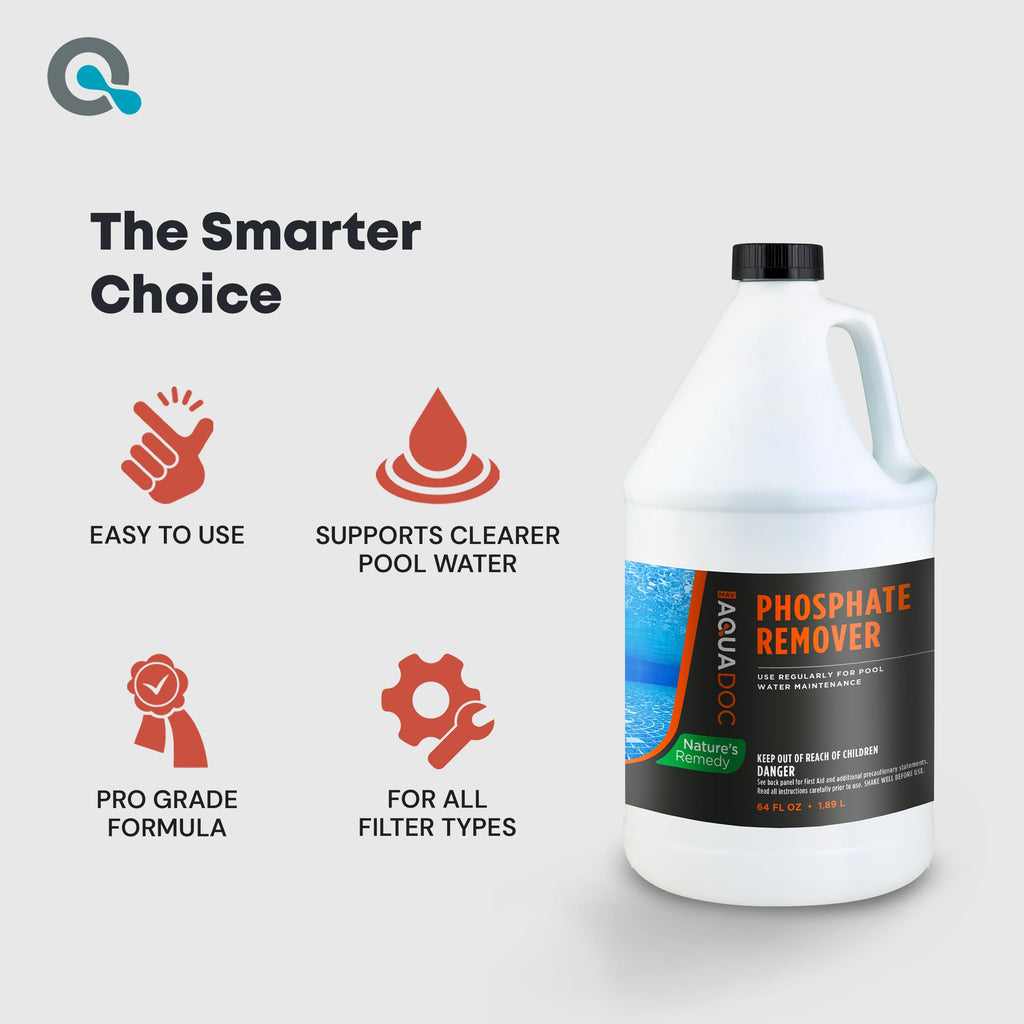 Pool Phosphate Remover - Fast Acting, Maximum Strength Phosphate Removal Pool Chemical - Perfect for Pool Openings to Make Your Pool Phosphate Free - AquaDoc (64 oz)
