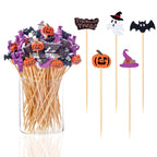 JtmyAota 100 Pack Halloween Toothpicks for Appetizers, 4.7 Inch Natural Bamboo Cocktail Picks for Cake Dessert Food Fruit Halloween Party Decorations