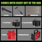 Hpoouo 200Amp 20PCS Rods Stick Welder, Super MINI Portable Welding Machine, IGBT Inverter Welder Machine 110V with Hot Start Arc Force Anti-Stick, for 1/16"-1/8" Rod ARC Welder, 2 Chip Hammers (Red)