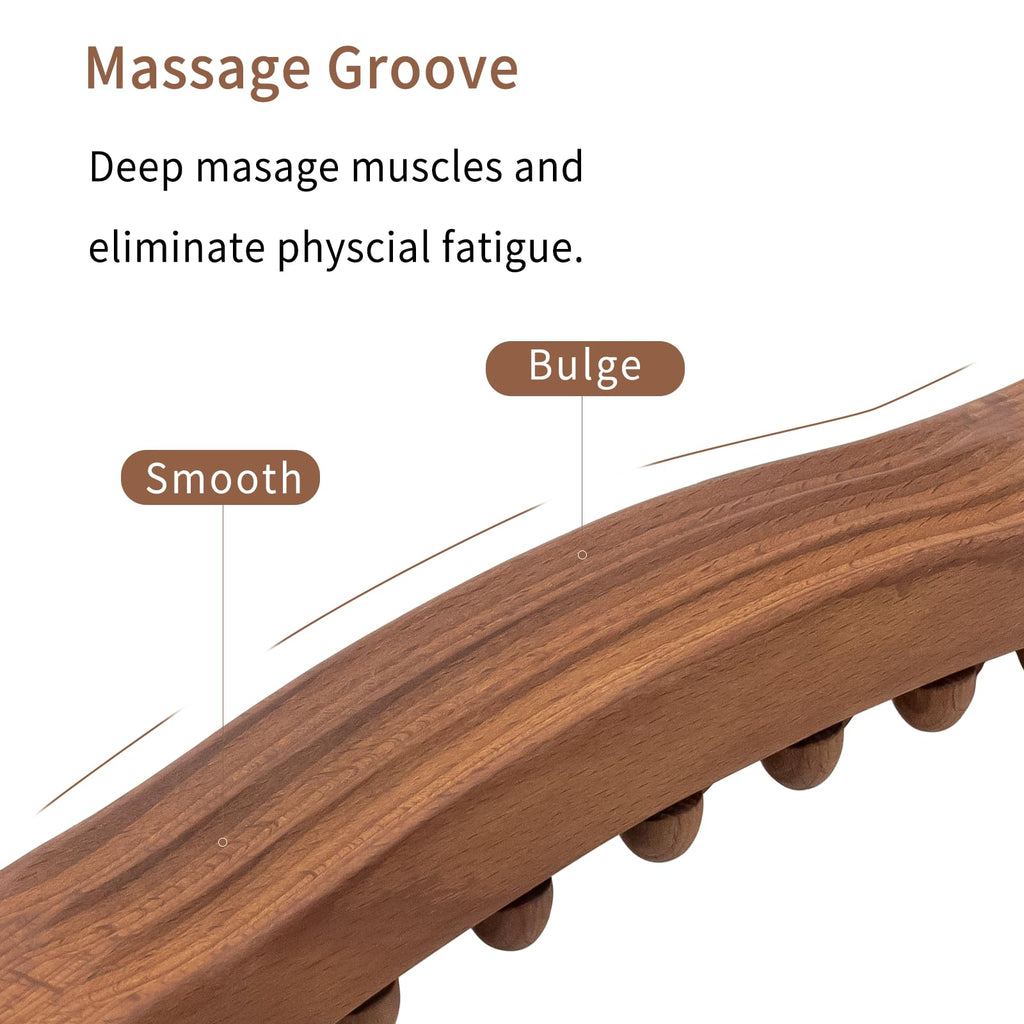 Goodtar Guasha Wood Stick Tools Wooden Therapy Scraping Lymphatic Drainage Massager, Double Row 34 Beads Point Treatment Gua Sha Tools for Back Leg (34 Beads)