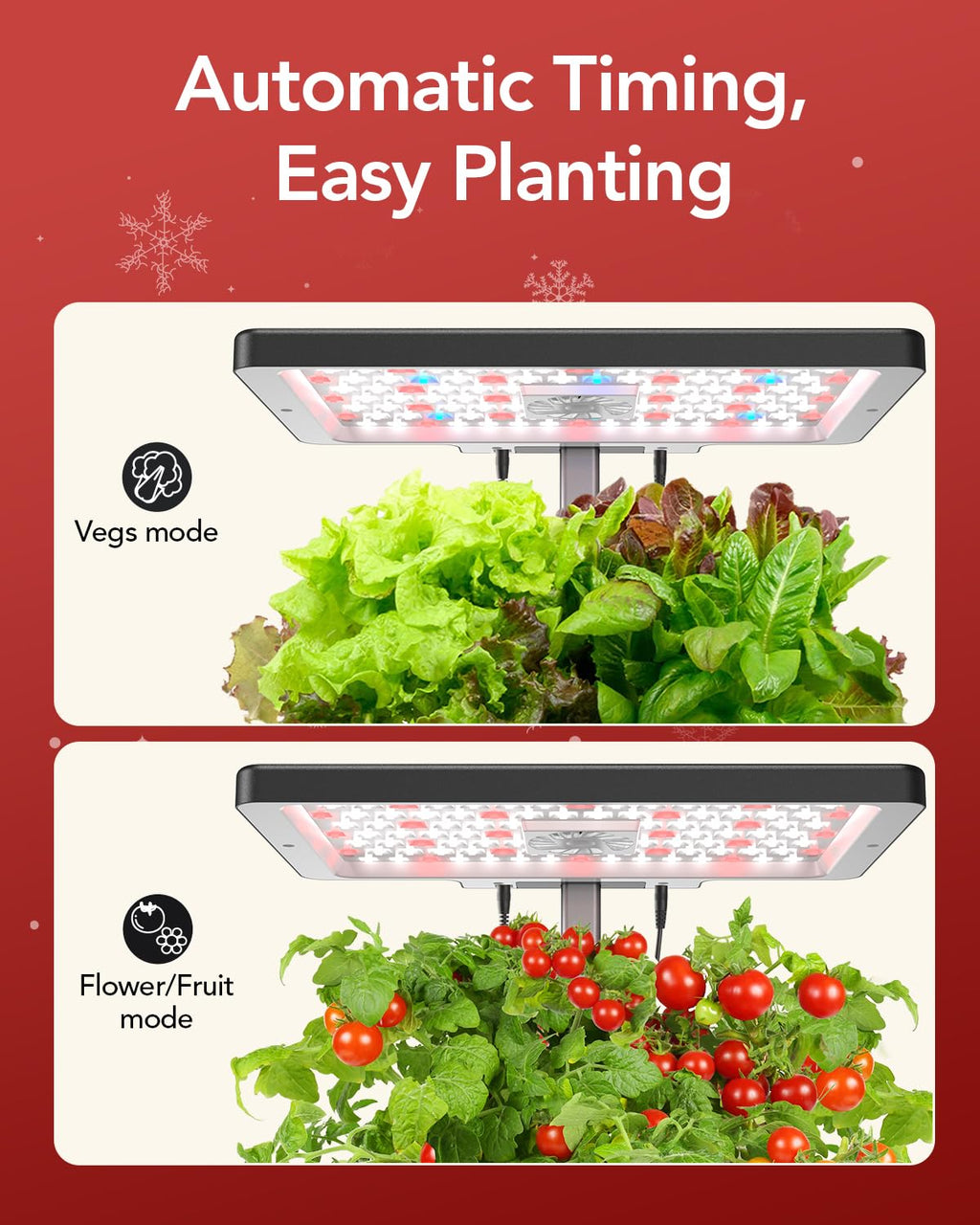 iDOO Hydroponics Growing System Kit 15Pods, Christmas Gifts for Women Mom, Herb Garden Indoor with LED Grow Light for Home School, Built-in Fan, Auto-Timer, Adjustable Height Up to 11.3", 15Pods-Black