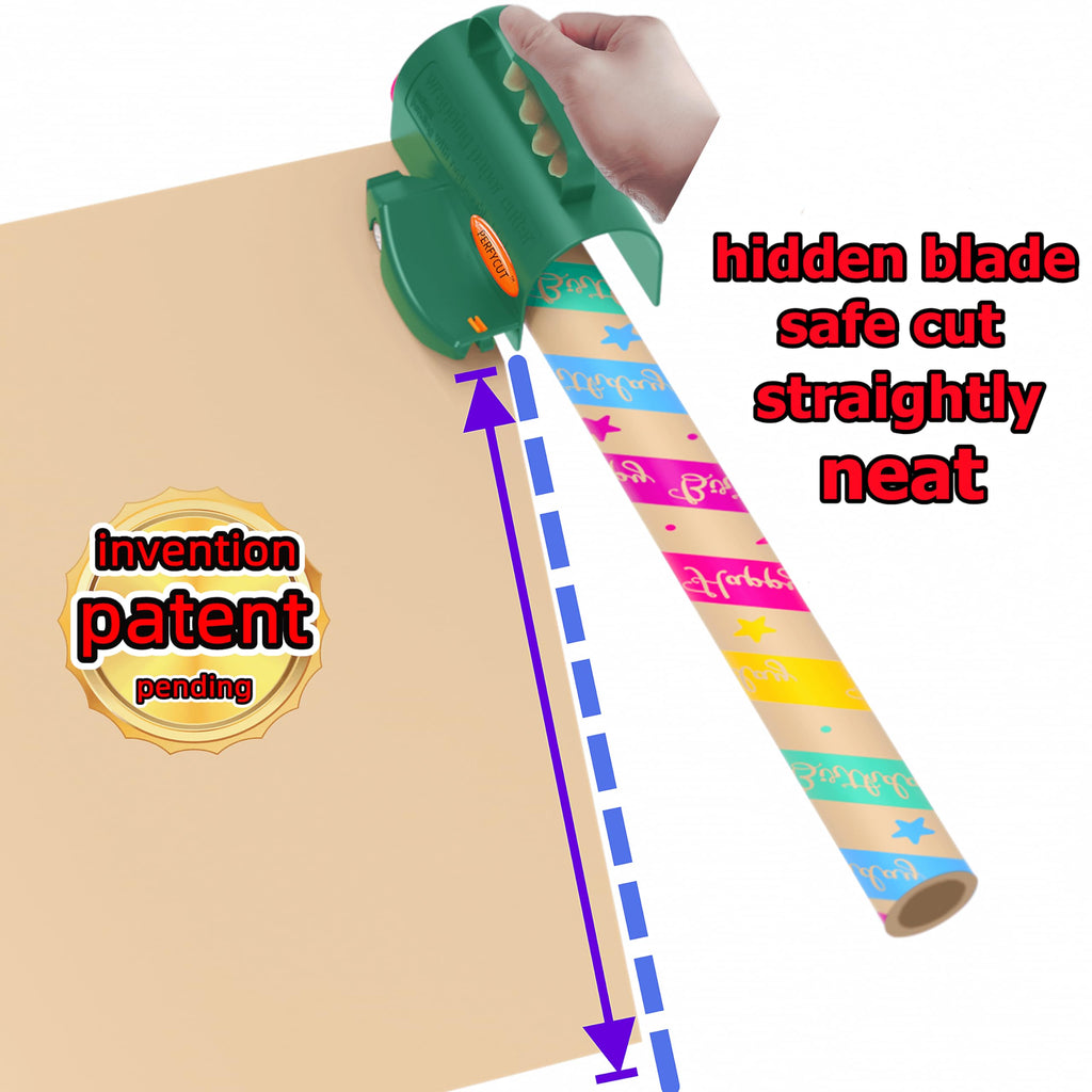 PERFYCUT Wrapping Paper Roll Cutter Tool with 3 pcs Replaceable Blade Kit Gift Wrapping Paper Cutter for Christmas and Birthday Wrapping Paper Gift Wrap Cutter Holder Tube Dispenser Slicer Trimmer.