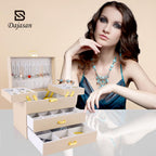 Dajasan Jewelry Organizer Box, Jewelry Holder Organizer Box, PU Leather Jewelry Box, Gift Idea for Valentine's Day, Birthday, Mother's Day, Christmas (Champagne)