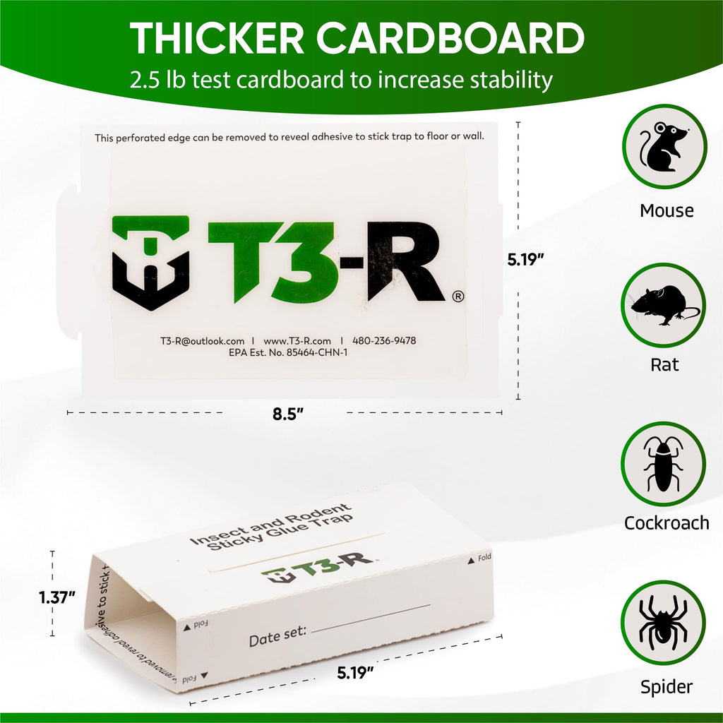 T3-R Sticky Large Rat & Mice Glue Traps | Mouse and Insect Glue Boards | Disposable Non-Toxic Glue Traps for Mice and Rats | Peanut Butter Scent Sticky Traps (36 Pack)
