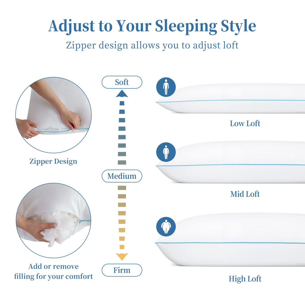 Memory Foam Body Pillow Insert - Full Body Pillow for Adults - Soft Large Long Bed Pillow for Side Sleeper (White, 20 Inchx54 Inch)