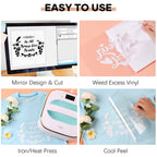 HTVRONT Heat Transfer Vinyl White Iron on Vinyl-12 x 60FT White HTV Vinyl Roll Easy to Cut & Weed for Heat Vinyl Design