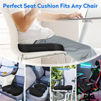 Seat Cushion - Memory Foam Office Chair Cushion for Sciatica, Tailbone & Back Pain Relief - Orthopedic Coccyx Pillow for Car, Airplane, Pregnancy & Long Sitting at Work, Black