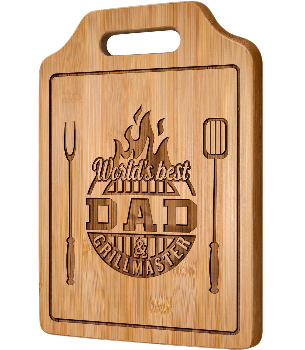 AceThrills Gifts for Dad, Dad Birthday Gifts - Engraved Bamboo Cutting Board 12.3"L x 8.7"W x 0.4"Th - New Dad Gifts, Christmas Board Gifts for Dad from Daughter Son