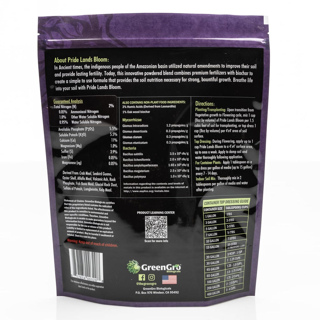 Pride Lands Premium Organic Bloom Fertilizer with NO Fillers, Bigger Buds and Flowers, Brighter Plants with Our Complete Bloom Nutrients, Recharge Soil and Boost Growth with Optimal Blend of NPK, 5 lb