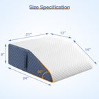 Welzona 8inch Wedge Pillow for Legs, Gel-Infused Memory Top Foam Layer Bed Wedge Pillow for Leg, Knee, Ankle, Triangle Leg Pillow Wedge for Side Sleeping, White/Navy Blue