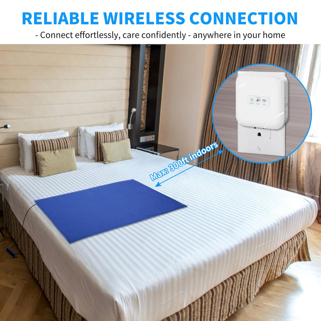 Briidea WiFi Bed Alarms and Fall Prevention for Elderly with 20'' x 28'' Weight Sensing Bed Pad (Wireless Alarm Included), Instant Alert Notifications with App Control