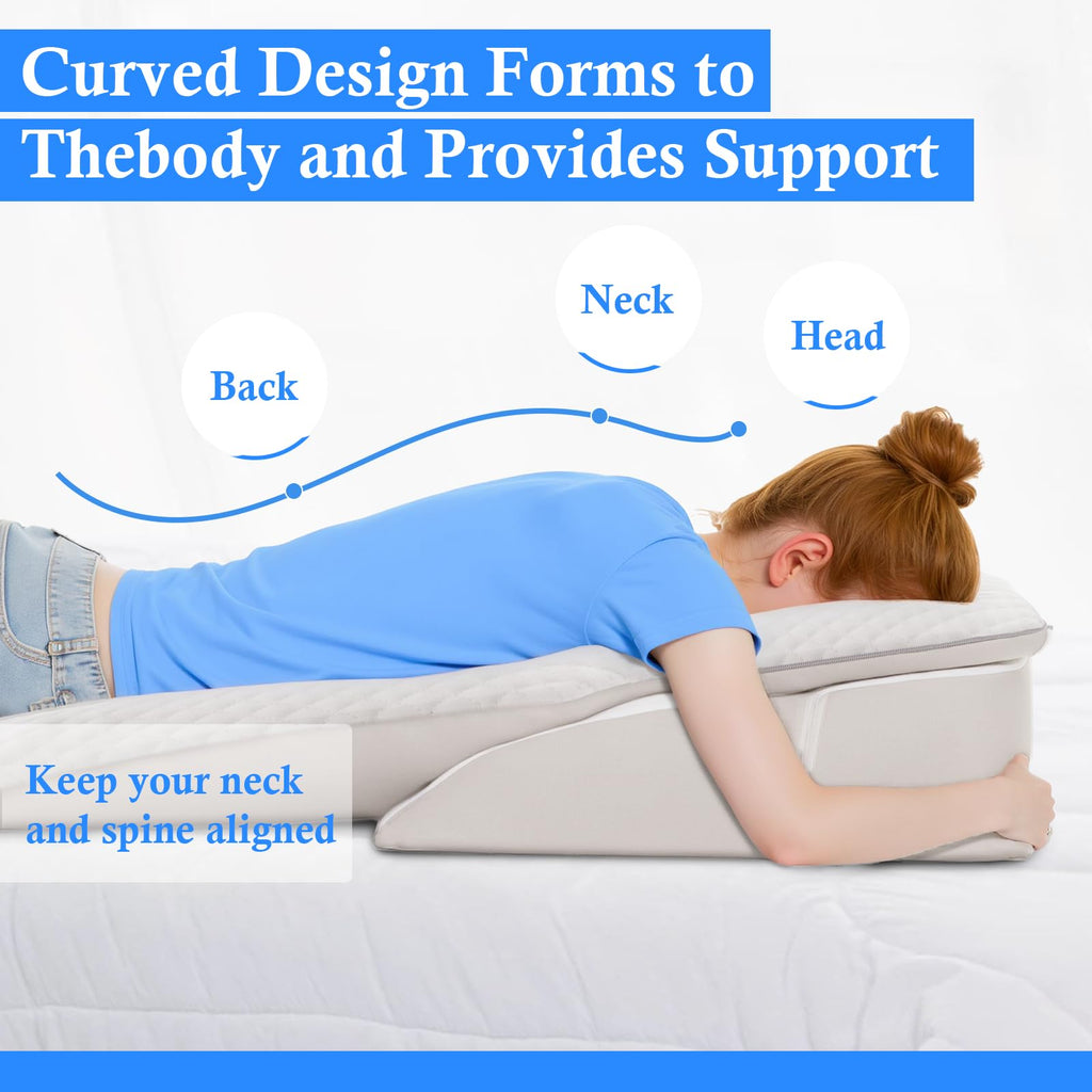 Novelledo Face Down Pillow,Face Down Pillow After Eye Surgery,BBL Pillow After Surgery Stomach Sleeping Pillow,Home Massage Pillows Faces Down with Shredded Memory Foam and Removable Cover