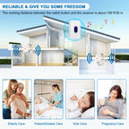 Daytech Wireless Caregiver Pager System Call Button Nurse Alert for Elderly Alert System for Seniors Disabled Patient 1 Alert Watches + 1 Receiver