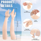 2 Pairs Women UV Long Sun Protection Gloves Touchscreen Arm Sun Driving Gloves UPF 50+ for Outdoor Sports Cycling (Gray, Orange)