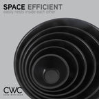 COOK WITH COLOR Mixing Bowls with Lids - 12 Piece Plastic Nesting Bowls Set includes 6 Prep Bowls and 6 Lids, Non Slip Bottom and Embossed Design - Microwave Safe (Black)