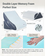 XICIKIN Orthopedic Bed Wedge Pillow Set, 2-Layer Memory Foam for Back, Leg Pain Relief, Comfortable Support, Post Surgery Adjustable Pillows Sitting and Sleeping(4pcs,22" Wide,White Grey)