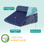 Bedluxe 3Pcs Orthopedic Bed Wedge Pillow Set, Foam Wedge Pillow Post Surgery for Back, Leg and Knee Support, Adjustable 9&12 Inch Folding Triangle Pillow for Sleeping, Acid Reflux, Snoring, Navy