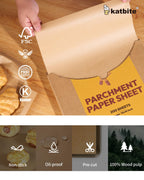 Katbite 200Pcs 12x16 In Unbleached Parchment Paper for Baking, Precut Parchment Paper Sheets, Heavy Duty Flat Baking Paper, Half Sheet Baking Sheets for Baking Cookies, Cooking, Air Fryer, Oven