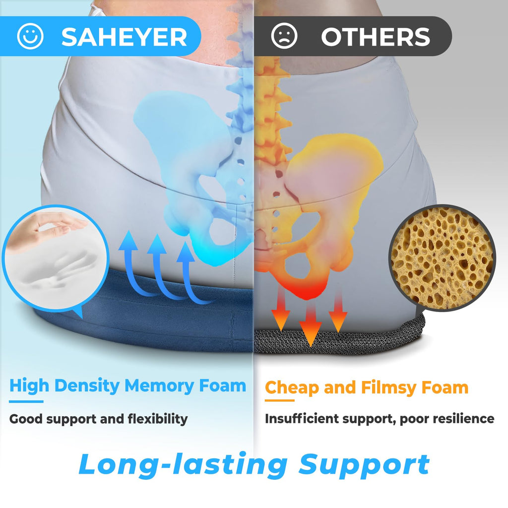 SAHEYER Donut Pillow for Tailbone Pain Relief and Hemorrhoids, Memory Foam Donut Cushion for Sciatica Nerve, Seat Cushion Butt Pillow for Men Women at Home Office Chair Car Long Sitting Comfort, Blue