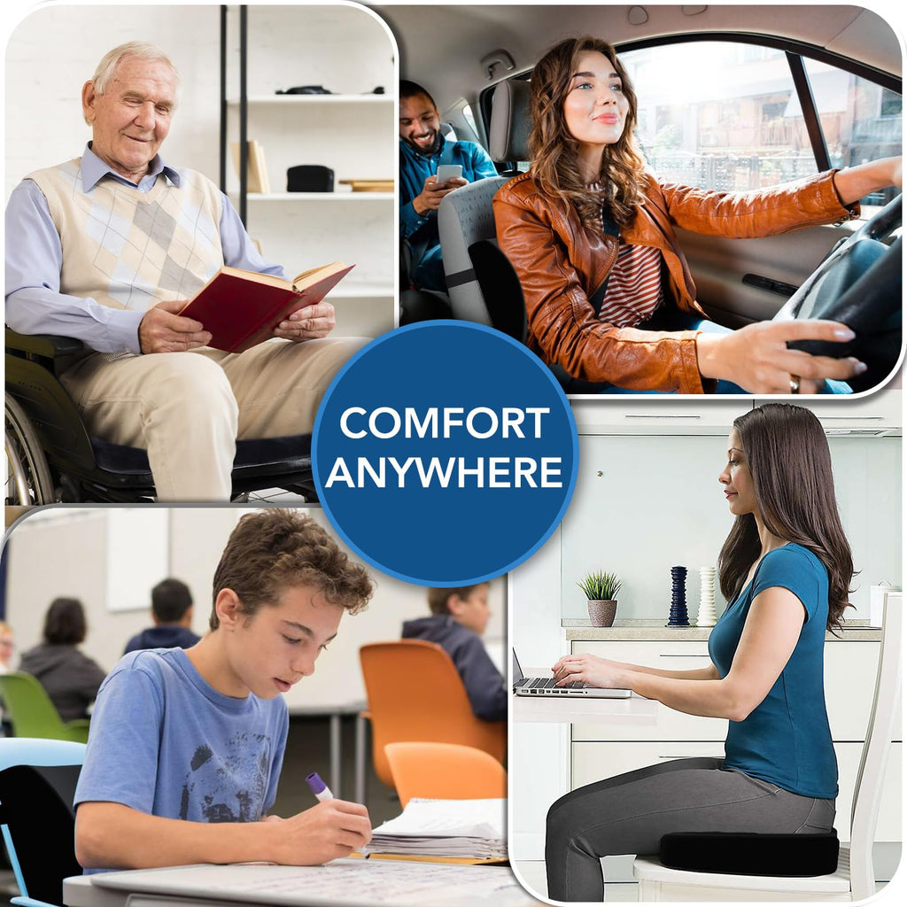 QUTOOL Orthopedic Seat Cushion and Lumbar Support Pillow for Office Chair & Car, Memory Foam with Washable Cover Ergonomic Desk Chair Cushion for Tailbone, Lower Back Pain, Sciatica Relief