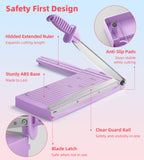 12" Guillotine Paper Cutter with Hidden Ruler, Compact Heavy Duty 12-Sheet Capacity Trimmer for Cardstock, Photos, Scrapbooking, Office, Classroom, Studio (Purple)